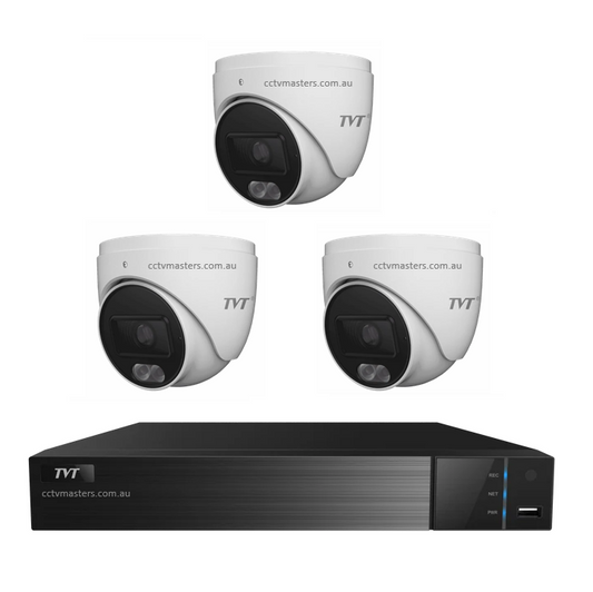 TVT 6MP Camera Kit, 3 x 6MP Turret Camera with 4ch NVR