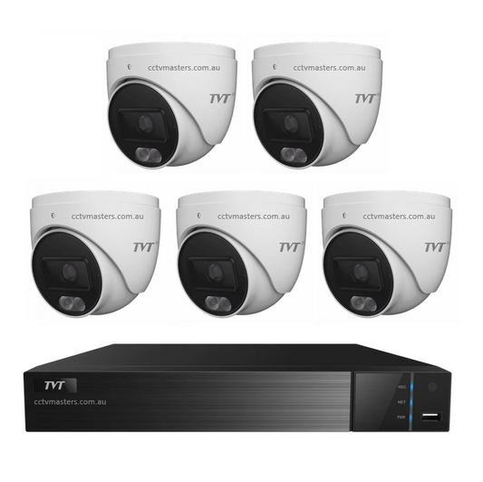 TVT 6MP Camera Kit, 5 x 6MP Turret Camera with 8ch NVR