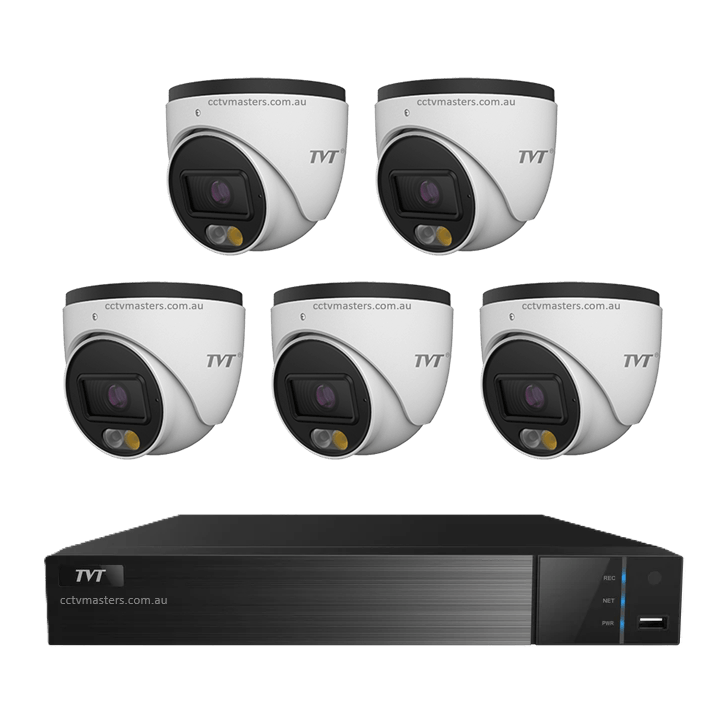 TVT 6MP Camera Kit, 5 x 6MP Turret Camera with 8ch NVR