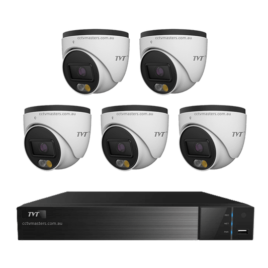 TVT 6MP Camera Kit, 5 x 6MP Turret Camera with 8ch NVR | 5xTD-9564S4-C-0280-8P | CCTVMASTERS.COM.AU