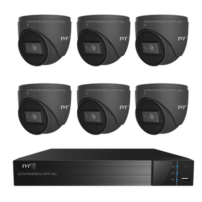 TVT 6MP Camera Kit, 6 x 6MP Turret Camera with 8ch NVR | 6xTD-9564S4-C-0280-8P-G | CCTVMASTERS.COM.AU