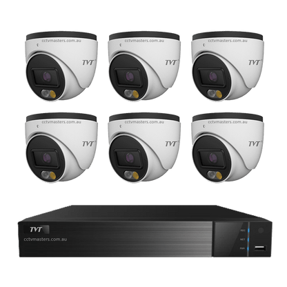 TVT 6MP Camera Kit, 6 x 6MP Turret Camera with 8ch NVR | 6xTD-9564S4-C-0280-8P | CCTVMASTERS.COM.AU