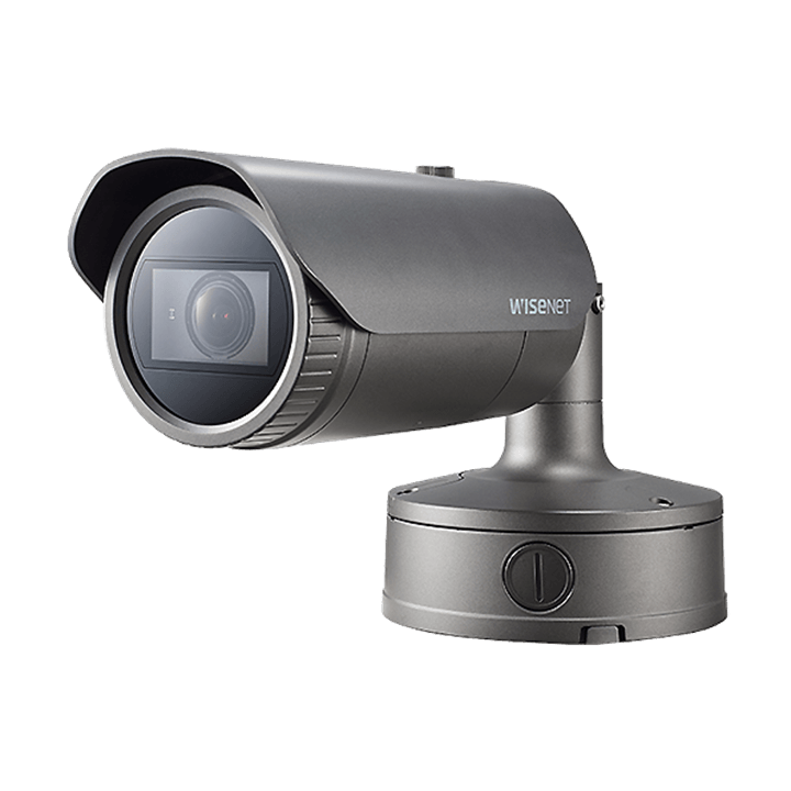 Hanwha 6MP Motorised Bullet camera from Wisenet7 X Series with IR for high-resolution surveillance.