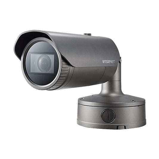 Hanwha 6MP Motorised Bullet camera from Wisenet7 X Series with IR for high-resolution surveillance.