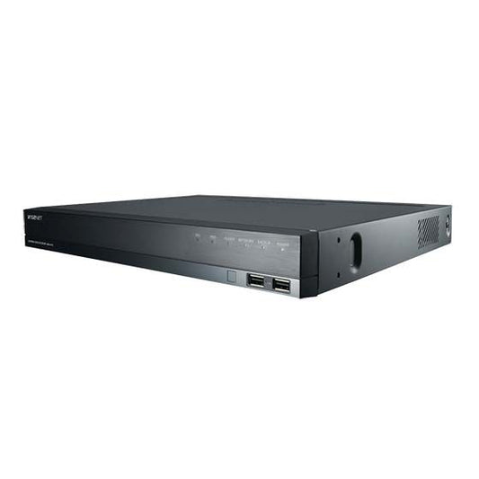 Hanwha Wisenet 8ch 8MP PoE NVR, H.265, 100Mbps, No HDD (2 SATA)