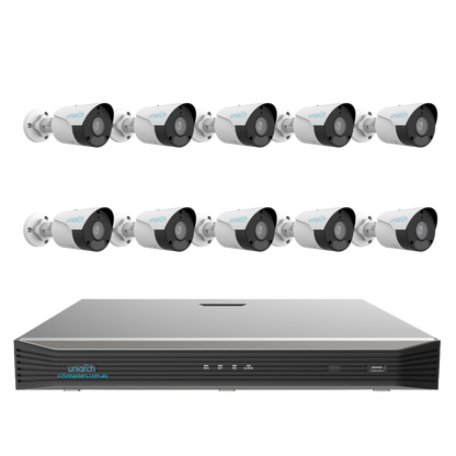 Uniarch Starlight Bullet Camera Kit, 10 x 6MP Pro Series 16Ch NVR Ultra 4K, Powered By Uniview, HDD Optional