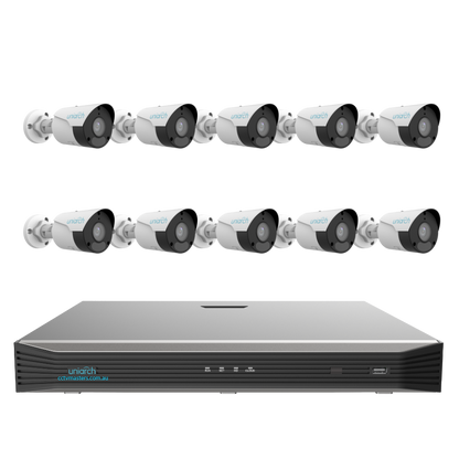 Uniarch Starlight Bullet Camera Kit, 10 x 8MP Pro Series 16Ch NVR Ultra 4K, Powered By Uniview, HDD Optional