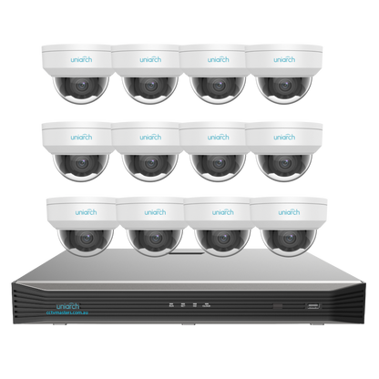 Uniarch Starlight Dome Camera Kit, 12 x 8MP Pro Series 16Ch NVR Ultra 4K, Powered By Uniview, HDD Optional