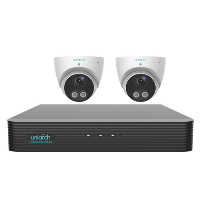 Uniarch Tri-guard Camera Kit, 2 x 5MP Pro Series 4Ch NVR Ultra 4K, Powered By Uniview, HDD Optional
