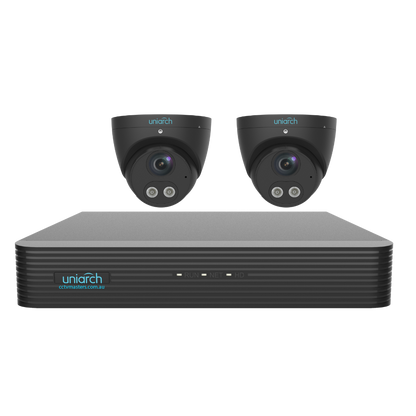 Uniarch Tri-guard Camera Kit, 2 x 5MP Pro Series 4Ch NVR Ultra 4K, Powered By Uniview, HDD Optional