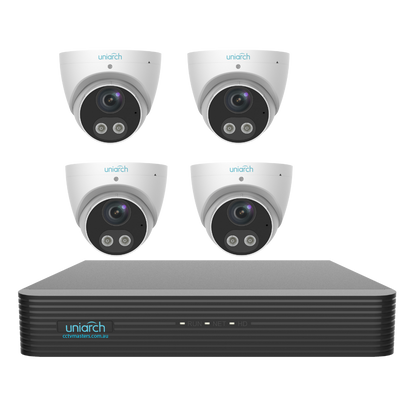 Uniarch Tri-guard Camera Kit, 4 x 5MP Pro Series 4Ch NVR Ultra 4K, Powered By Uniview, HDD Optional