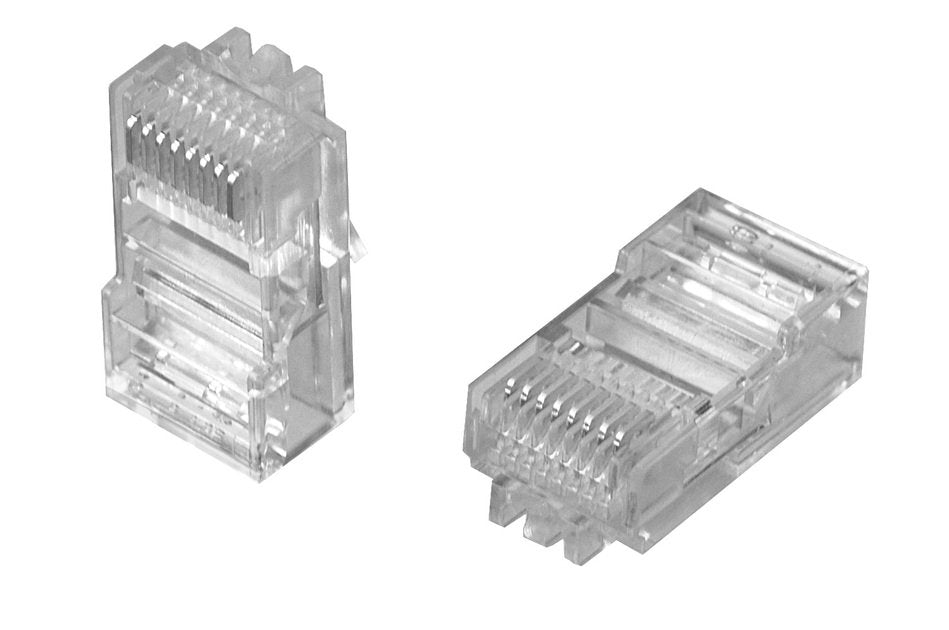RJ45 Modular Plug, 8P/8C, Unshielded, Flat Cable, Cat6E, Solid Wire, 1 ...