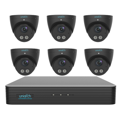 Uniarch Tri-guard Camera Kit, 6 x 5MP Pro Series 8Ch NVR Ultra 4K, Powered By Uniview, HDD Optional