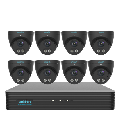 Uniarch Tri-guard Turret Camera Kit, 8 x 8MP Pro Series 8Ch NVR Ultra 4K, Powered By Uniview, HDD Optional