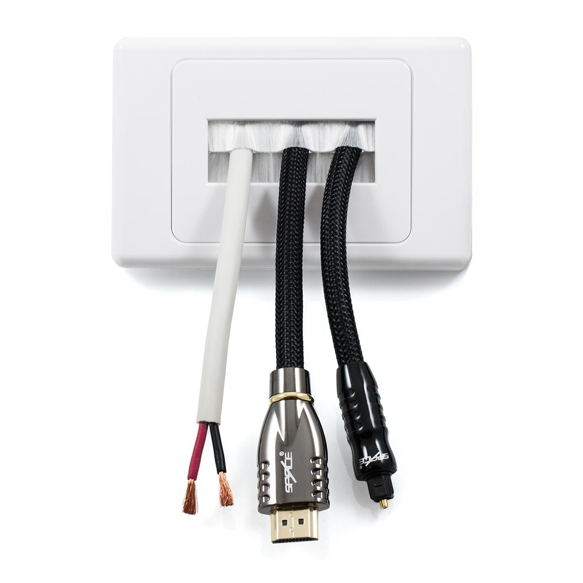 Brush Wall Plate for In Wall Cable Entry, AC-BWP-01W - CCTVMasters.com.au