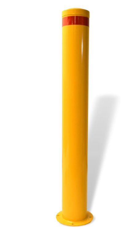 SDC511A12 Round Safety Bollard Yellow With Reflective Tape At Top High Powder Coated