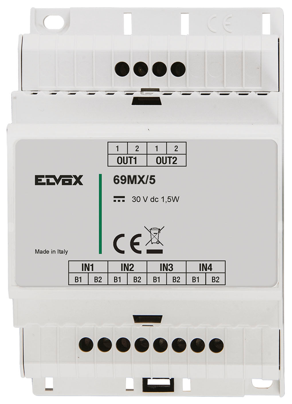 Cat5e Video Concentrator/Mixer For 2 Wire Door Stations 4 Din Modules Wide