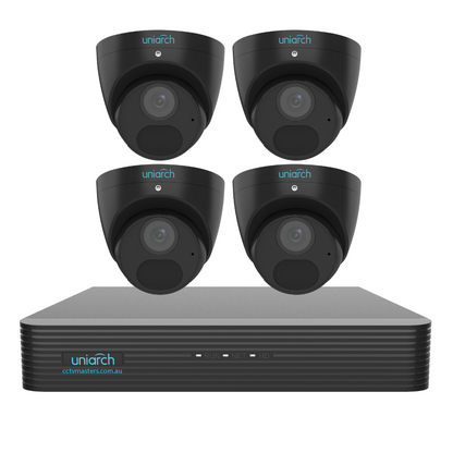 Uniarch 4MP Starlight 4Ch Kit, Pro Series 4K NVR Powered By Uniview, HDD Optional