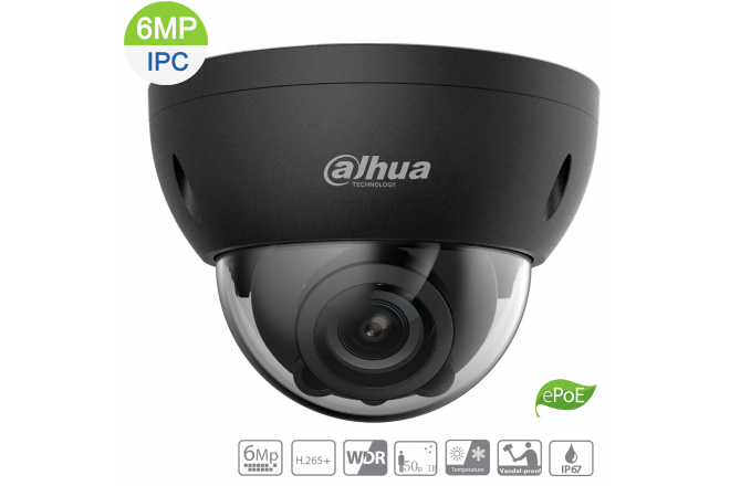 Dahua DH-IPC-HDBW5631RP-ZE-27135 Dahua 6MP IP Vandal Dome Black Camera Motorized 2.7~13.5mm - CCTVMasters.com.au