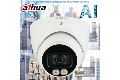 Dahua Smart AI 4MP Starlight + IP Turret White Light Camera, Fixed 2.8mm - CCTVMasters.com.au