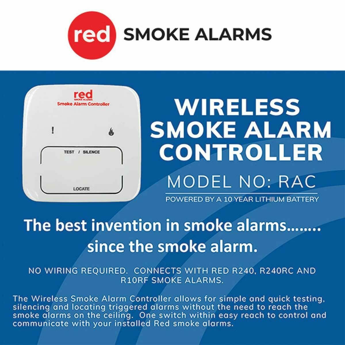 Red Smoke Alarms RF Wireless Controller RAC with 10 Year Lithium Battery